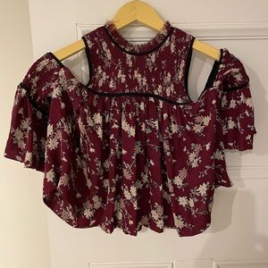 Cinq à Sept off shoulder floral crop top - Size Small